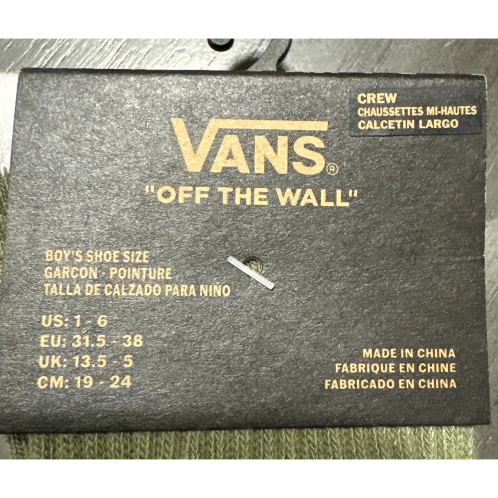 Vans - Road Stop Crew‎ Sock Loden Green - Boys Us Size 1-6